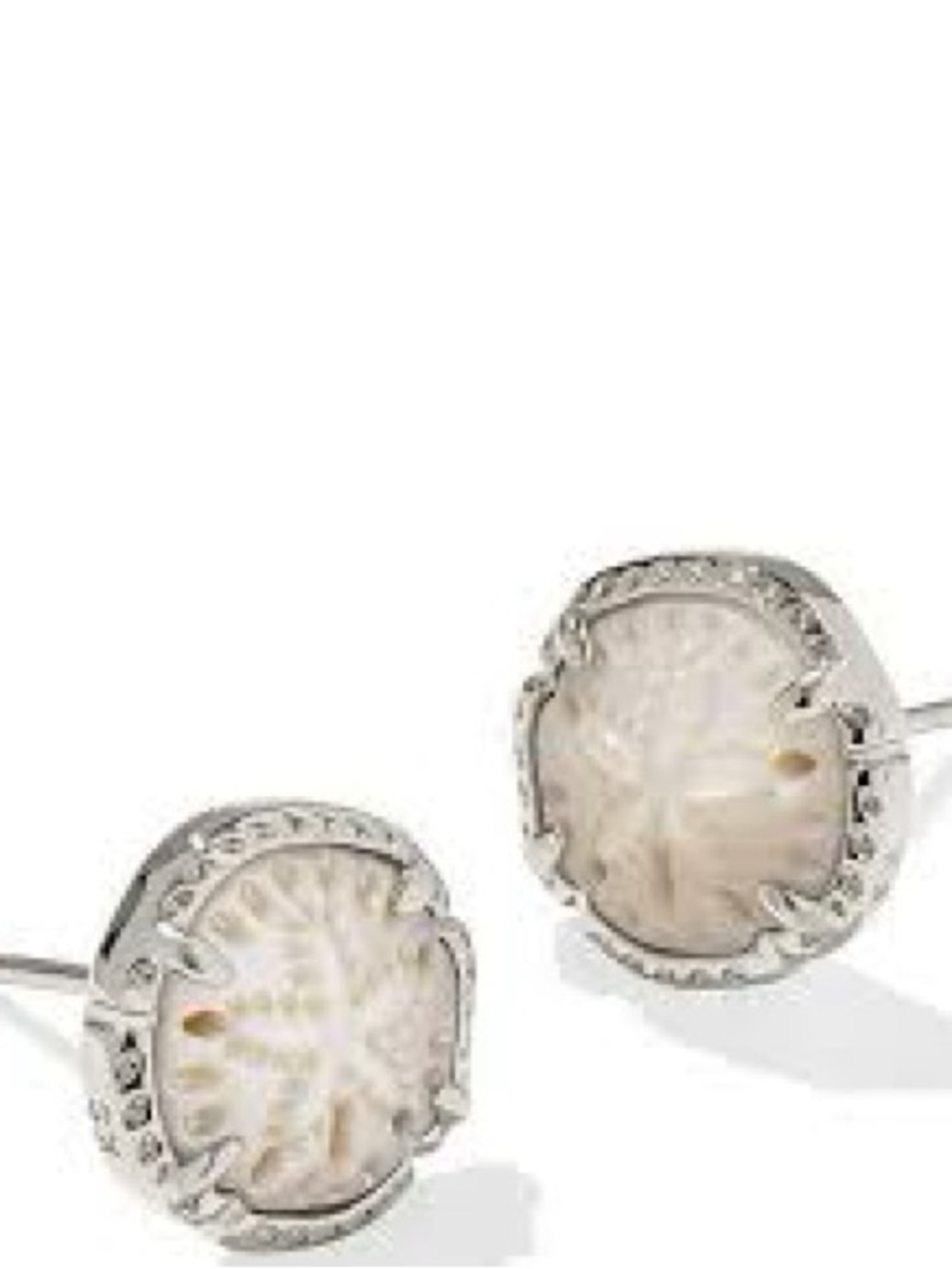 Kendra Scott White Sand Dollar Stud Earrings in Silver-Tone